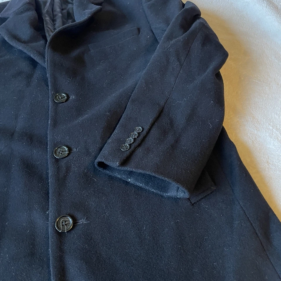 Michael Kors Mens Wool Cashmere Blend Overcoat 40S Black Topcoat Long Coat Black - Image 2 of 4