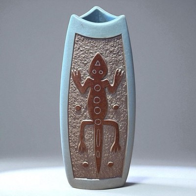 Mid Century Da Jing Tao Yi Keramik Vase 3-seitiges Design
