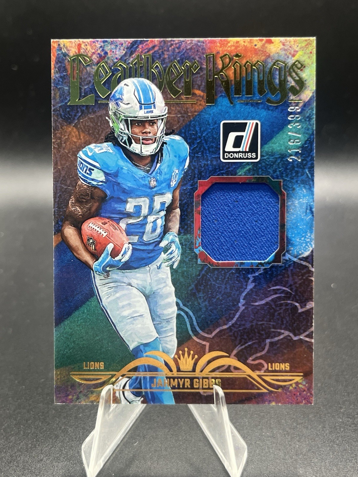 Jahmyr Gibbs Panini Donruss Leather Kings Relics #LK6 Base
