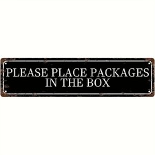 Vintage Please Place Packages in the Box Tin Sign Metal Home Porch Wall Decor