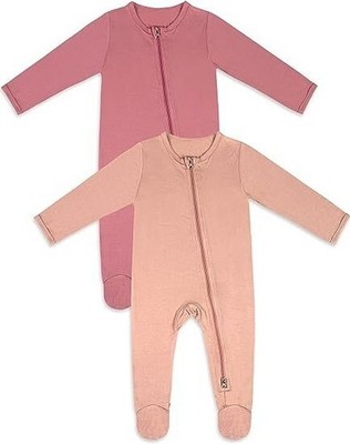 2 Pack Bamboo Footed Sleepers 18 24M Baby Girl Pink Zip Pajamas Ultra Soft 2-zip