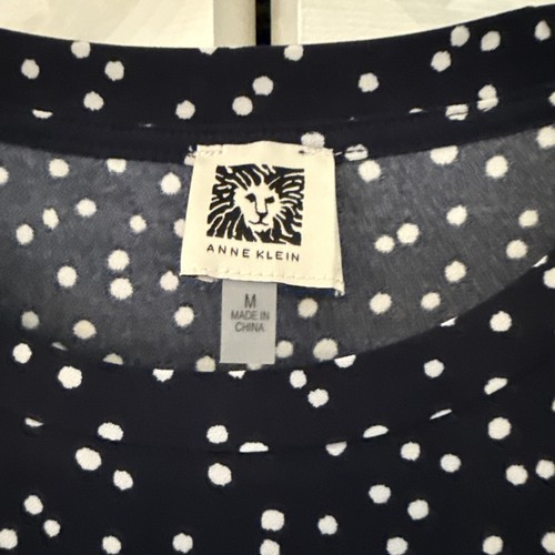 Anne Klein Women’s Blouse Size M Navy Blue/ White Polka Dot - Bild 2 von 9