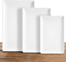 Ceramic Serving Platter Set 16”/14”/12” White Porcelain Serveware for Parties &