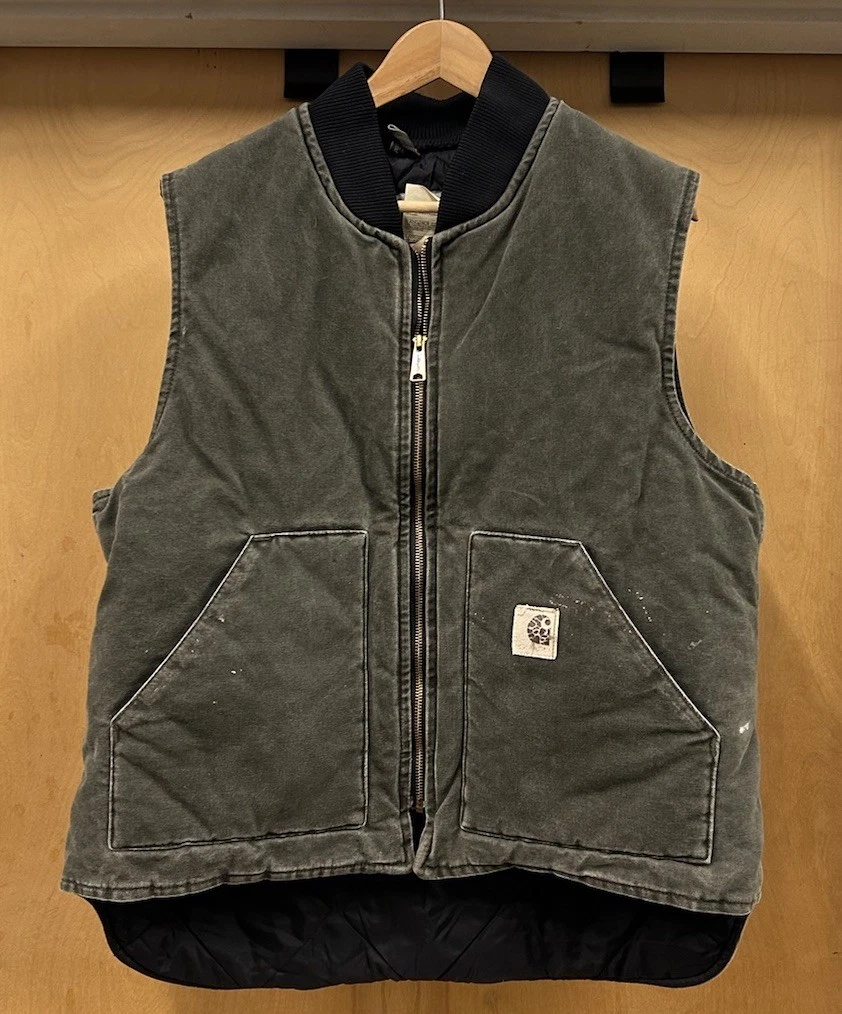 Carhartt Canvas Vest V02 MOS Faded Green Workwear Men's XL Work Wear USA Painter