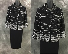 BEAUTIFUL St John knit black multi jacket skirt suit size 6