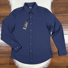 Rhone Size Medium Blue Commuter Slim Fit Stretch Button Up Shirt Long Sleeve
