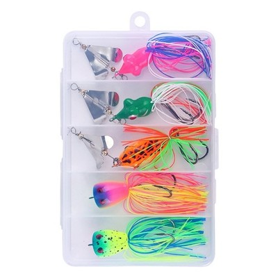 5Pcs Rotating Fishing Lures Spinner Baits Frogs Jigging Lure Swimbait Jig Lures