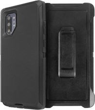 Rugged Belt Clip Holster Case For Galaxy Note 10 Plus Black Heavy Duty 4 Layer P