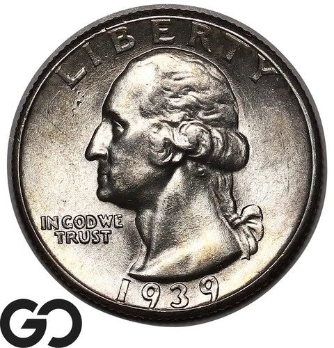 1939 Washington Quarter, Lustrous Choice BU++