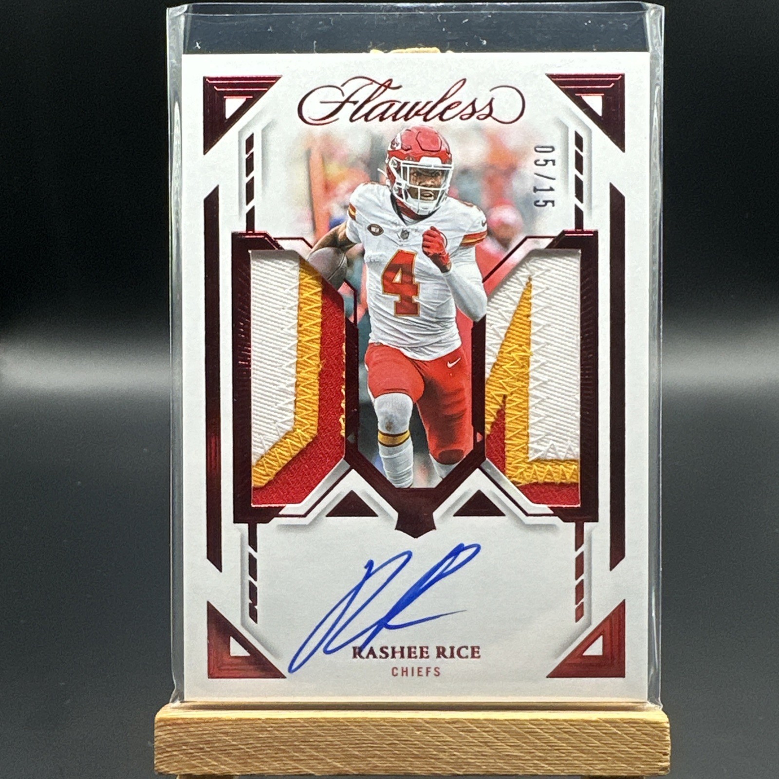 Rashee Rice Panini Flawless Rookie Dual Patch Autographs #DPARRE Ruby