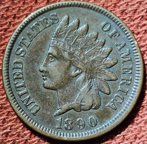 1890 Indian Head Cent Copper 1C Coin VF Nice