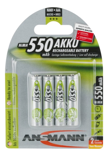 4 Ansmann Maxe Nimh Akku, Micro Aaa, 4Er Blister, 550 Mah-image