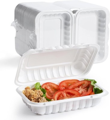YANGRUI Food Container 9x6 Inch 28oz 50 Pack Shrink Wrap Mineral-Filled BPA Free