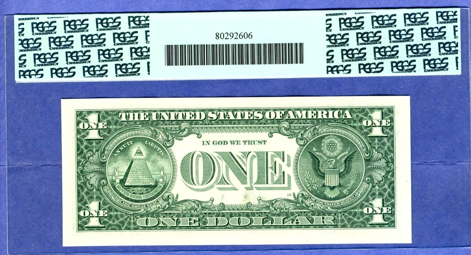 FANCY TRUE BINARY REPEATER # 00110011 on 11th District serial # $1 PCGS 65 PPQ - Image 3 of 3