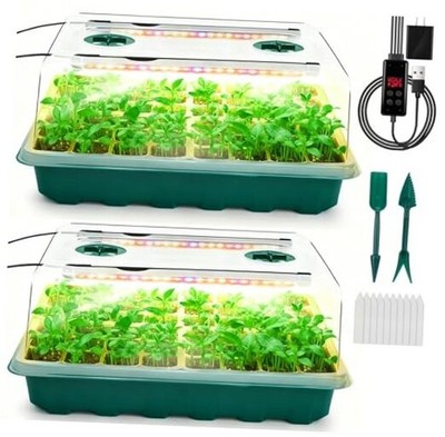 Seed Starter Tray with Grow Light, 96-Cell Seed Starter Kit, Green 2 Set