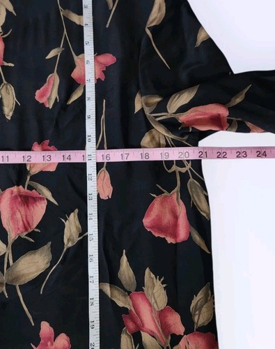 Vintage Leo Narducci 100 % Seide Blumen Langarm Top Bluse Shirt Gr 14 - Bild 4 von 7