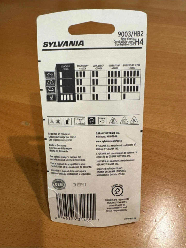 Лампа фары-Sylvania 9003/HB2/H4 - Изображение 2 из 2