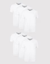 Hanes Men's White Crewneck T-Shirt 6-Pack Undershirt Tee TAGLESS FreshIQ Comfort