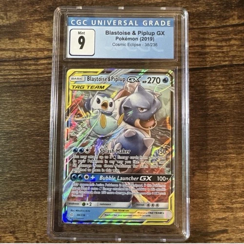 Blastoise & Piplup GX Pokémon (2019) Cosmic Eclipse - 38/236 CGC 9