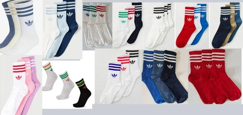 Adidas 3 Pairs Socks Crew Multi Colours size-6-8  -8-10-10-12- NEW COLOURS ADDED