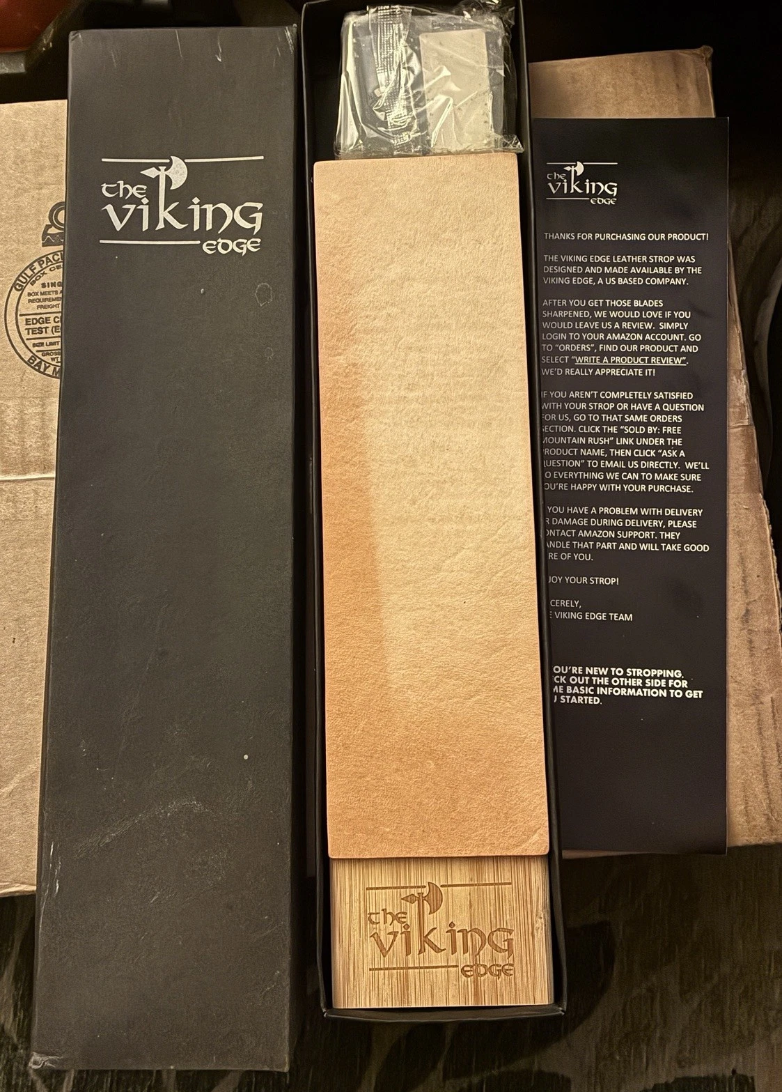 The Viking Edge Double Leather Sharpening Strop And Compounds