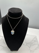 Necklace Silver toned irridescent crystal aco...