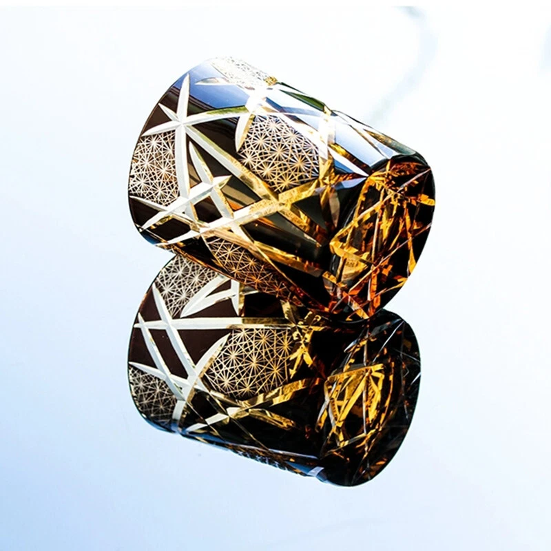 Edo Kiriko Drinking Glass Old Fashioned Crystal Whisky Cup For Bourbon 9oz Black - Image 3 of 4