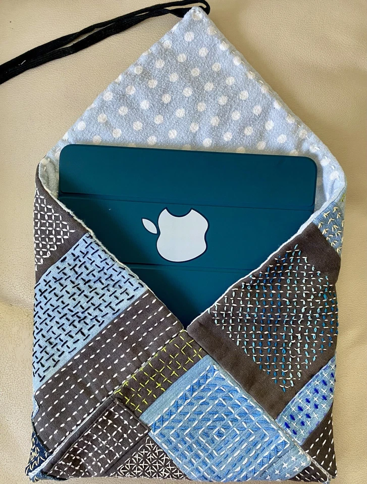 Funda Funda iPad Sashiko Tela Bordada Boro Retazos Textil Arte Foto 2 de 4