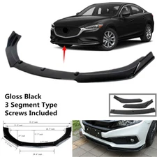 Add-on Universal Fit For Mazda 6 2018-2021 Front Bumper Lip Spoiler Wing Black