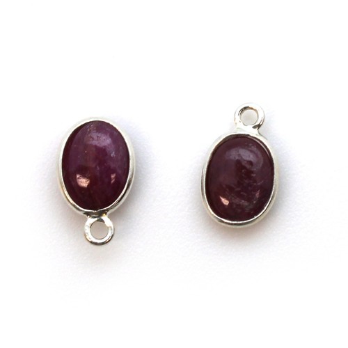 Dije Bisel de Plata Esterlina Dije-Amatista Natural-Pequeña Forma Ovalada (1 pieza) - Imagen 27 de 41