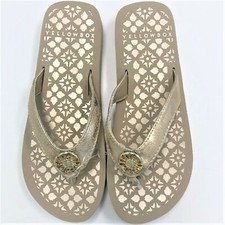 Yellow Box Sandals Women's Macai Pretty Gold Flip Flop Comfort Thong New w/o Box