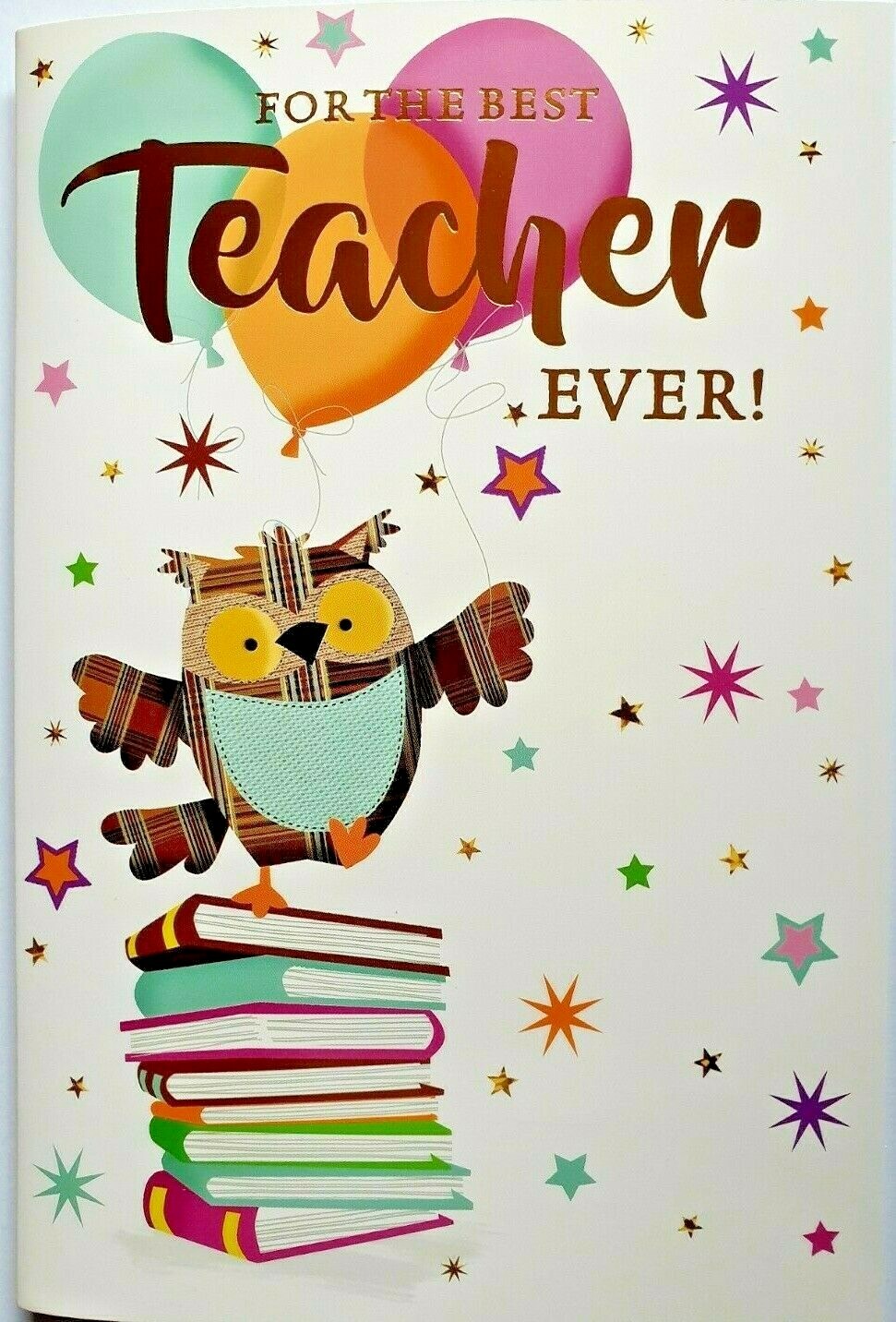 Teacher Thank You Card ""For The Best Teacher Ever"",  Teacher Gift 20cm x 13.3cm