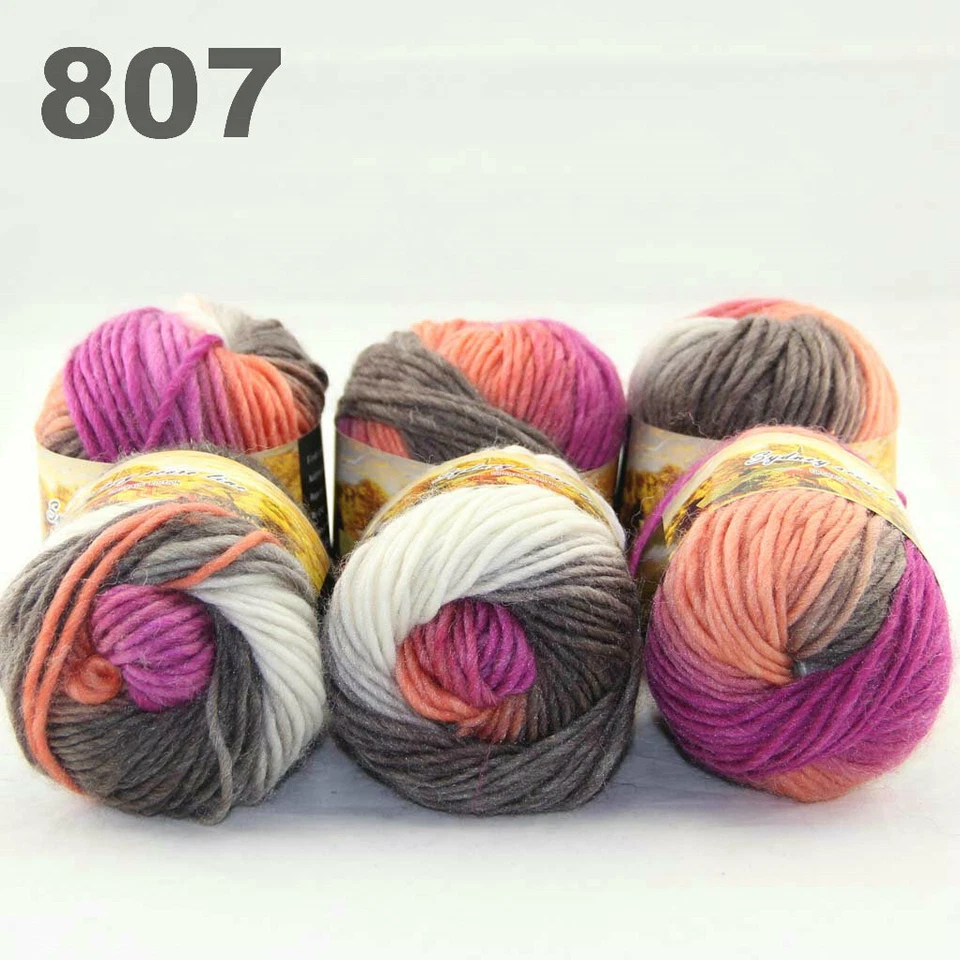Venta 6Skein6x50g Grueso Mano Lana Coloridas Bufandas Tejer a Mano Hilo de Ganchillo 07 Foto 2 de 4
