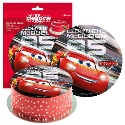 DEKORA Colocador de tartas Disney Cars Ø 20 cm papel obleas cumpleaños