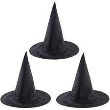 3PCS Black Halloween Witch Hats Halloween Black Witch Hat Witch Cap Costume