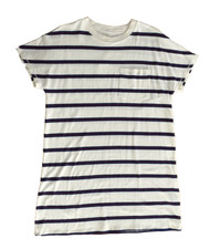 B0 NWT MADEWELL Cream Striped Cotton Tomboy Oversized Pocket T-Shirt Dress Sz M