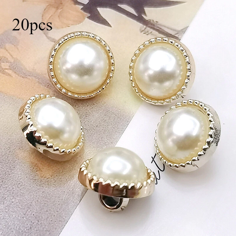 20x Faux Pearl Shank Buttons Plastic for Garments DIY Sewing Craft Decor Luxury - Image 2 of 4