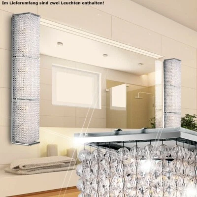 2er Set Chrome Bain Chambre Intérieur Mur Cristaux Clair Lampe Luxe Couloir - Photo 1/4