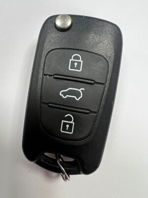 ORIGINAL HYUNDAI 3 TASTEN FERNBEDIENUNG KLAPPSCHLÜSSELANHÄNGER GETESTET & FUNKTIONSFÄHIG OMRON OKA-185T!!