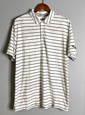 Puma Polo Shirt Mens Large White Gray Nature Graphic Performance Golf X Stretch
