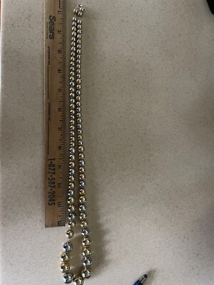 Vintage Bead Gold Tone Silver Tone necklace Marked Korea 28