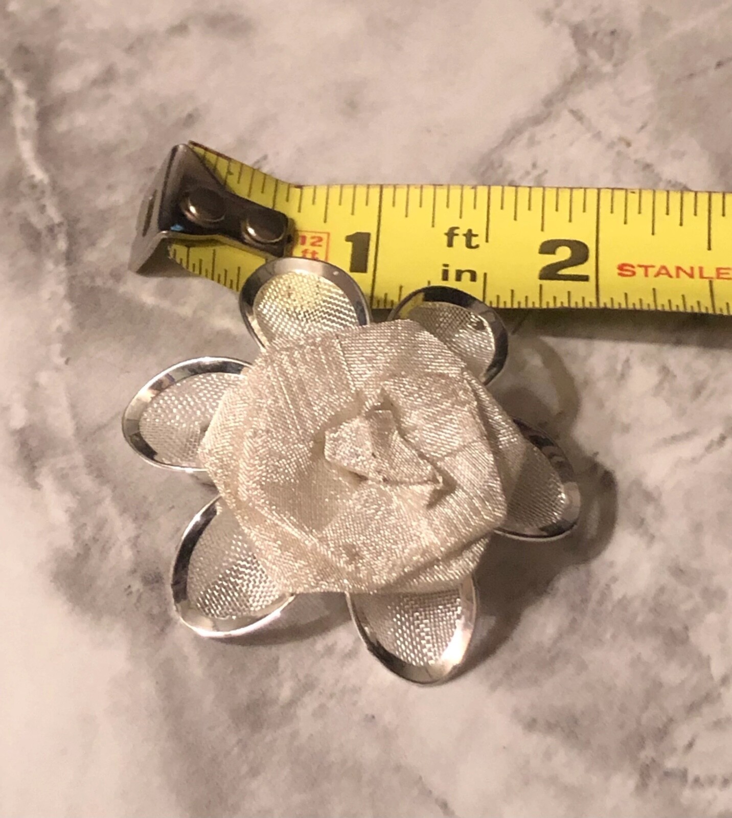 Silver Plated Mesh Daisy Flower Statement Brooch … - image 3
