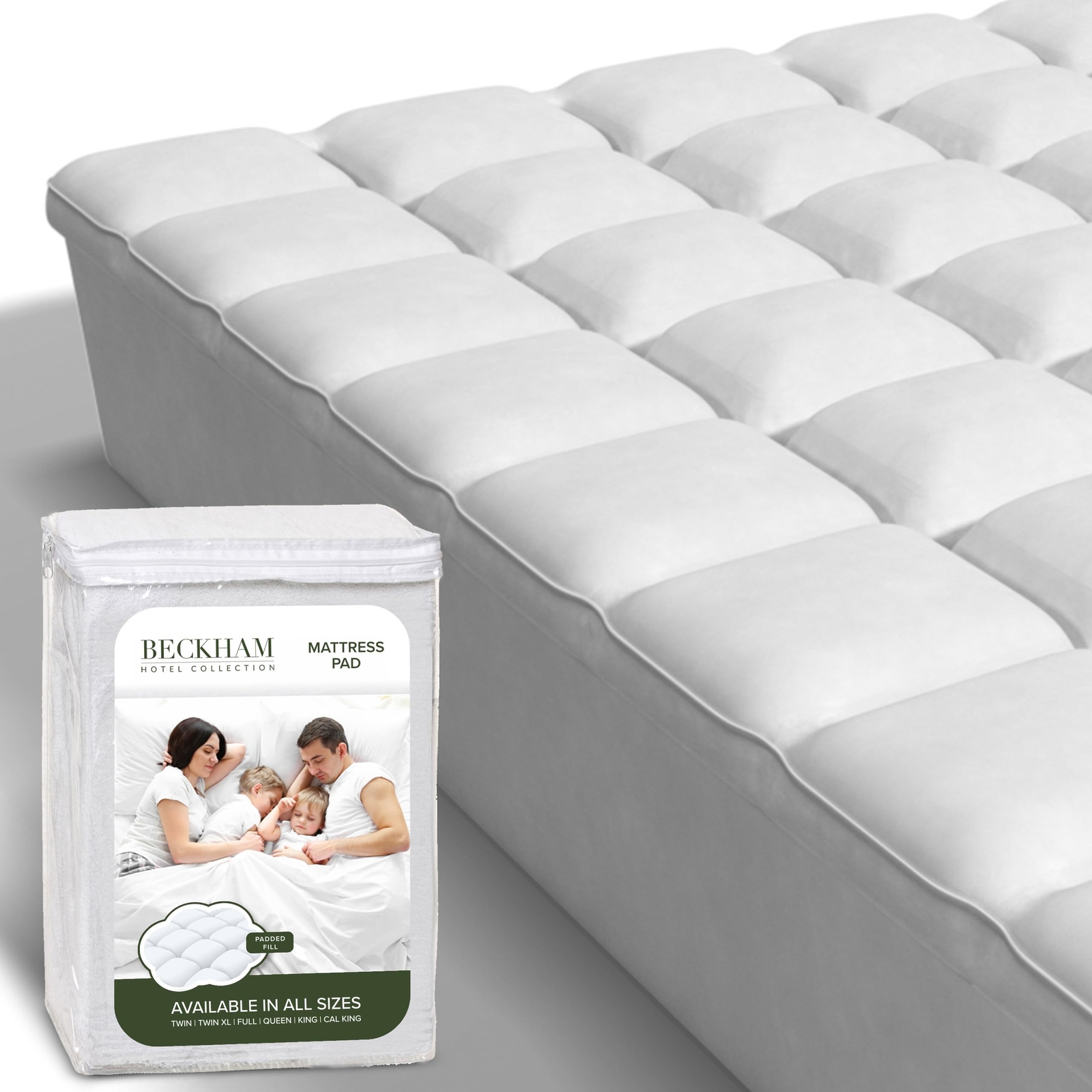 Queen Size Hybrid Mattress Protector & Pad - Extra Padded, Thick, Plush, & Fi...