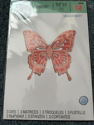 SIZZIX THINLITS 3 STANZEN KOMPLIZIERTE FLÜGEL SCHMETTERLING SOLO ODER GESCHICHTET NEU 664394