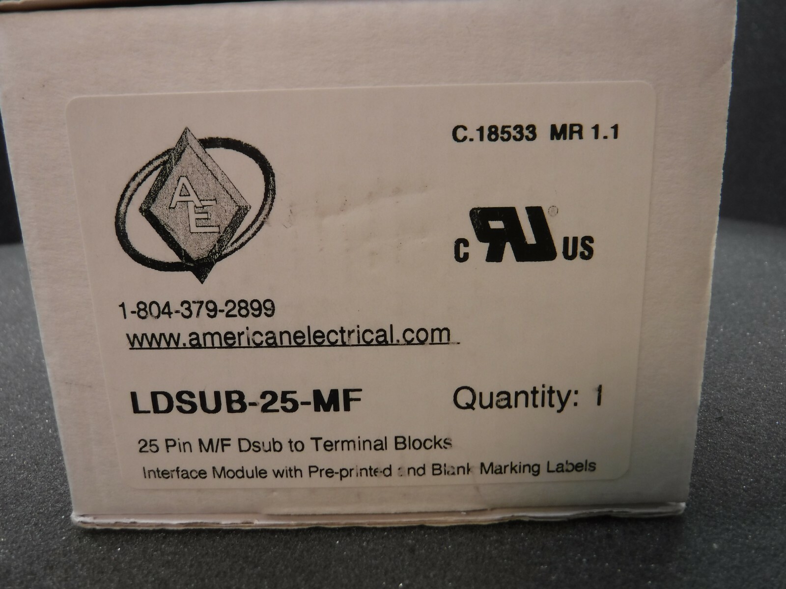 American Electric LDSUB-25-MF, 25 Pin, Male and Female Dsub to Terminal blocks