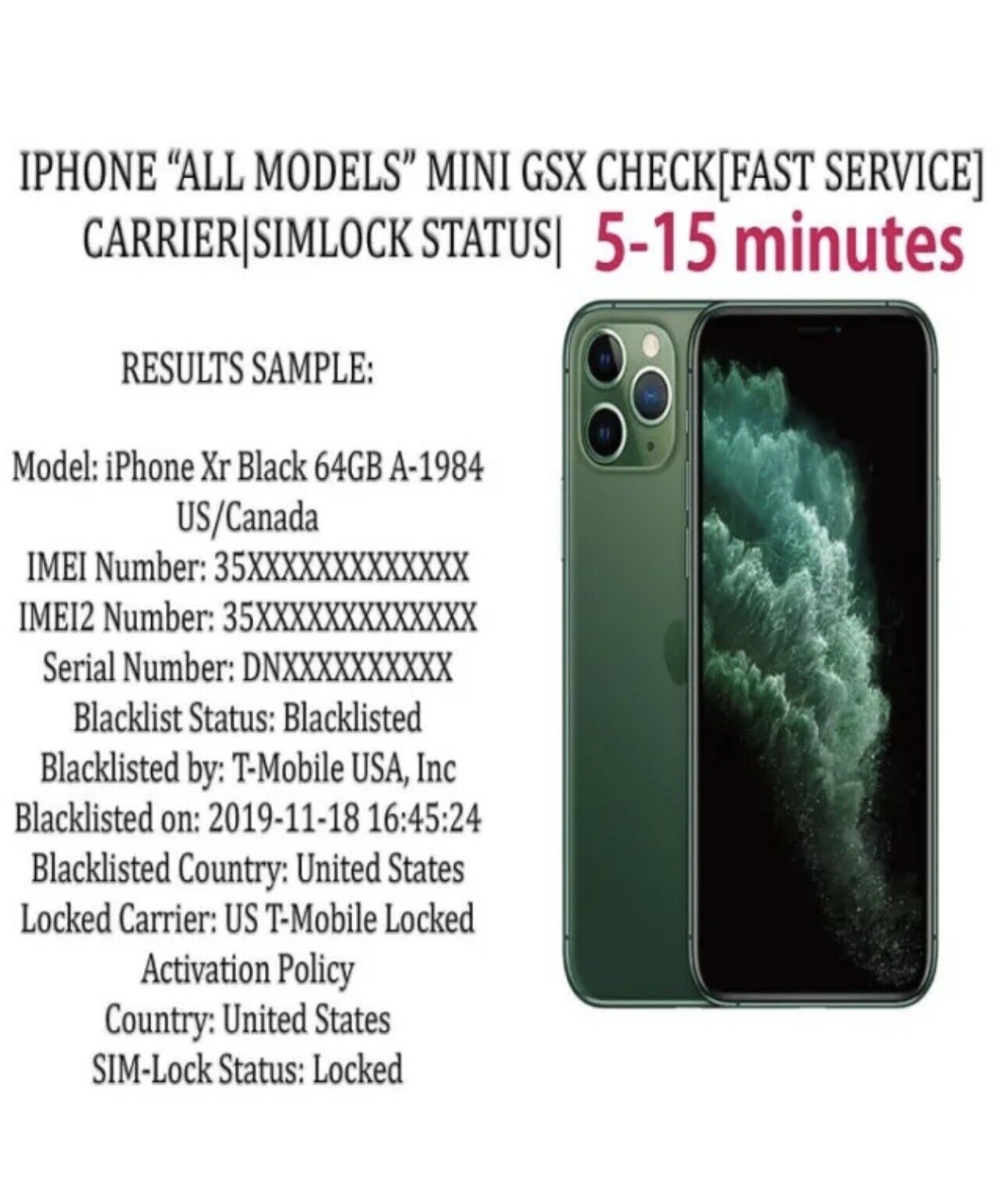 FAST iPhone info Check - IMEI / Simlock / Carrier /Find My Iphone /iCloud Status