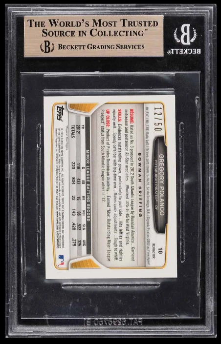 Mini refractores dorados cromados Bowman Gregory Polanco BGS 9,5: 2013/50 POP 4 Foto 2 de 3