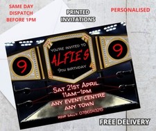 Personalised PRINTED Wrestling Ring Belt Birthday Party Invitations Invites