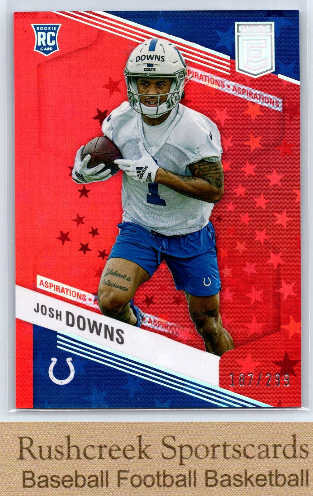 2023 Donruss Elite #159 Josh Downs Colts RC Rookie Aspirations Red Stars /299