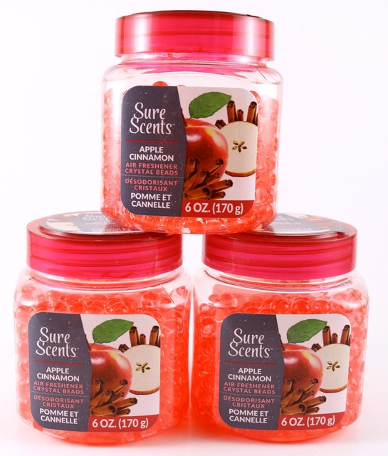 Lot Of 3 Sure Scents Apple Cinnamon Air Freshener Crystal Gel Beads 6